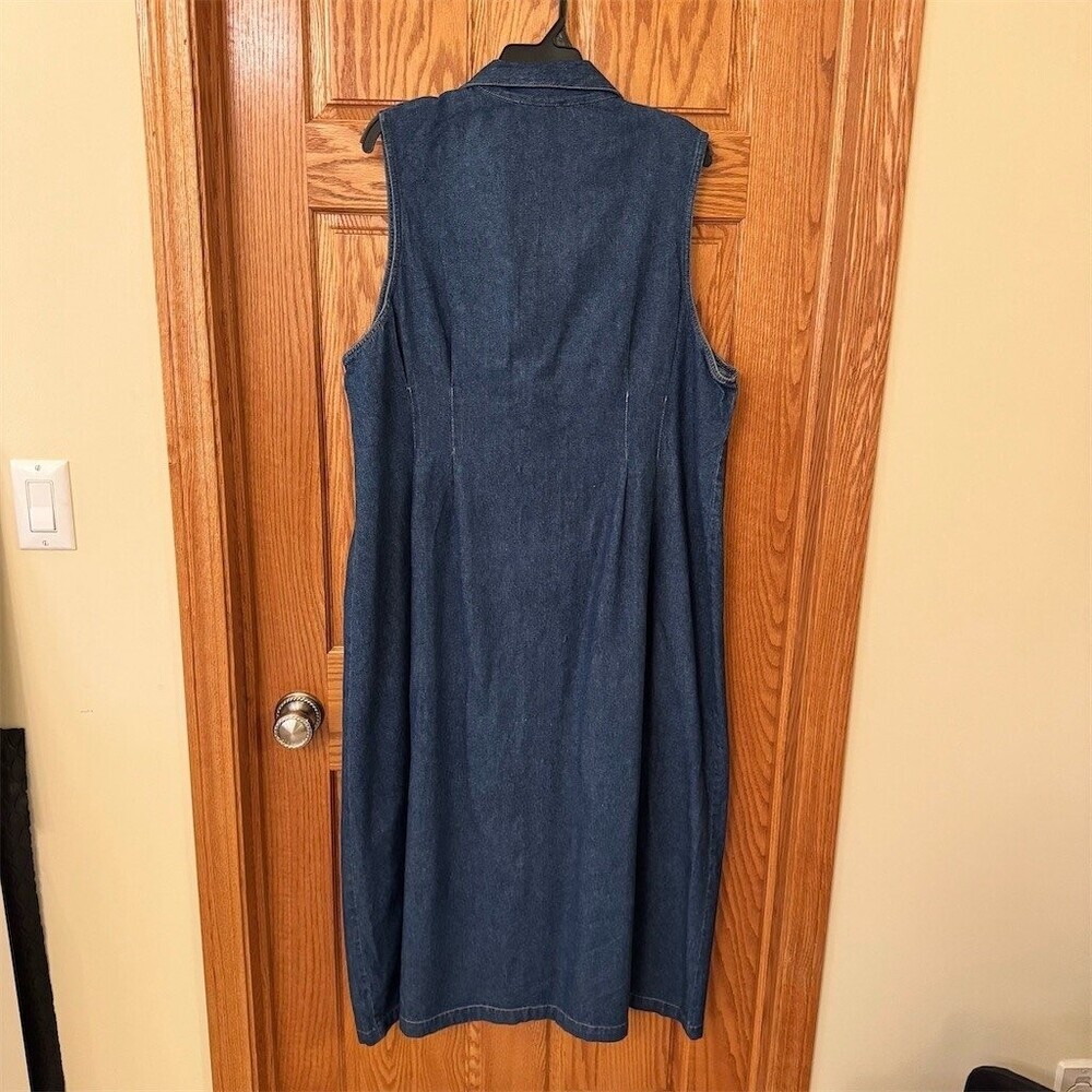Original TY Wear Shirt Dress Womens 18W Blue Denim Midi Sleeveless - Picture 2 of 4